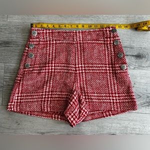 NWOT ZARA RED TWEED SHORTS SIZE M